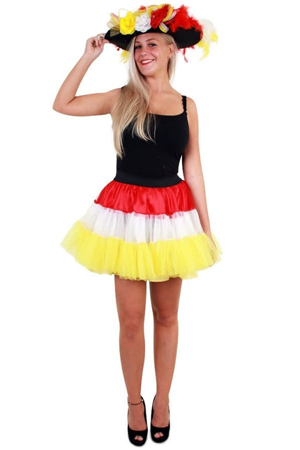 Feestbazaar Petticoat rood/wit/geel 3-laags dames
