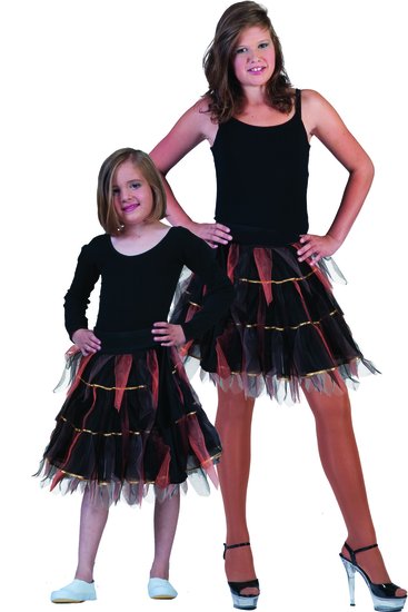 Feestbazaar Petticoat zwart / oranje goud gestreept kind