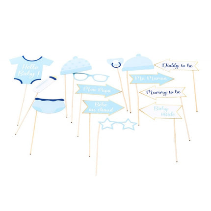 Feestbazaar Photo Booth Accessoires Baby Jongen Frans/Engels (12st)