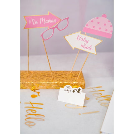 Feestbazaar Photo Booth Accessoires Baby Meisje Frans/Engels (12st)