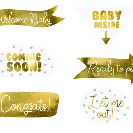 Feestbazaar Photo booth props Baby Shower - 6 stuks