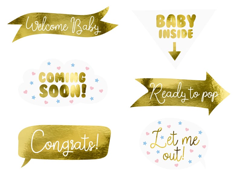 Feestbazaar Photo booth props Baby Shower - 6 stuks