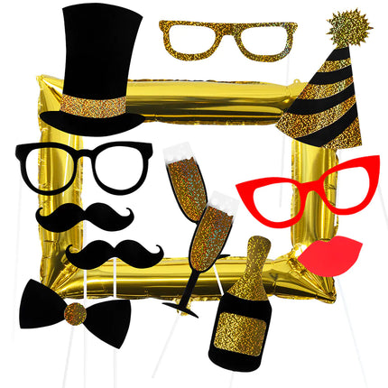 Feestbazaar Photo Booth Props met Gouden Fotolijst Party (12st)