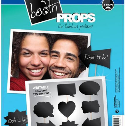 Feestbazaar Photo booth props set schrijfbaar 8 stuks
