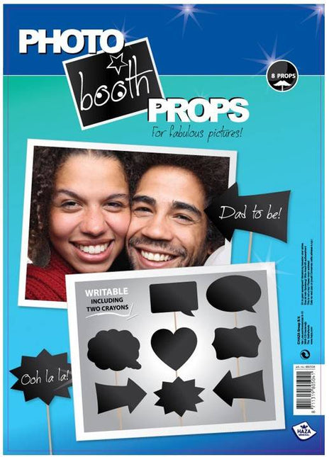 Feestbazaar Photo booth props set schrijfbaar 8 stuks