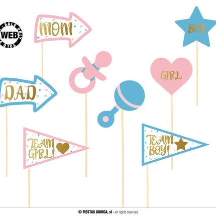 Feestbazaar Photo Booth Props Team Boy/Team Girl (8st)