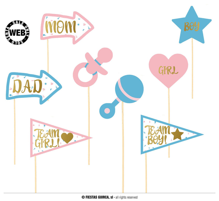 Feestbazaar Photo Booth Props Team Boy/Team Girl (8st)