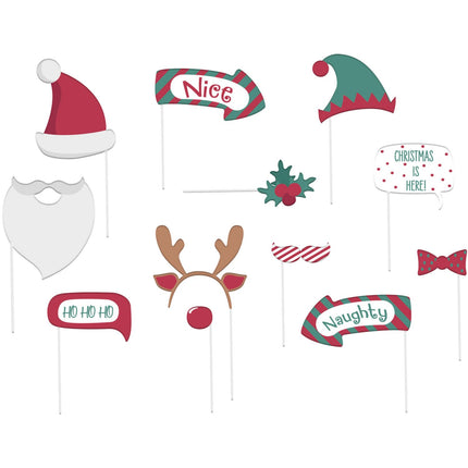 Feestbazaar Photobooth Accessoires Holly Jolly Christmas (12st)