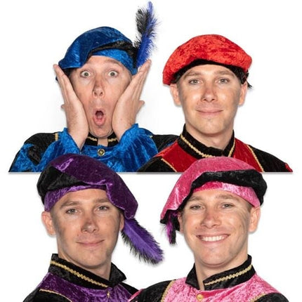 Feestbazaar Piet baret velours met struisveer