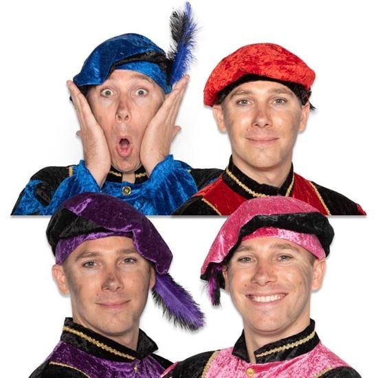 Feestbazaar Piet baret velours met struisveer