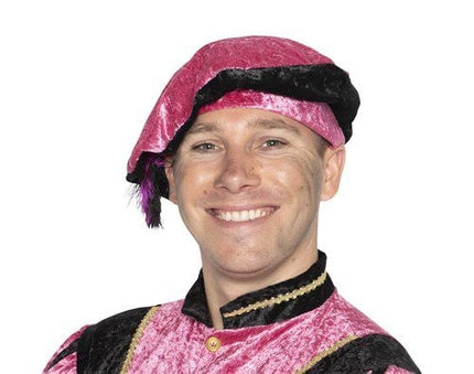 Feestbazaar Piet baret velours met struisveer