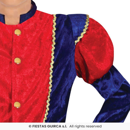 Feestbazaar Piet Verkleedpak Kind Rood/Blauw Felipe