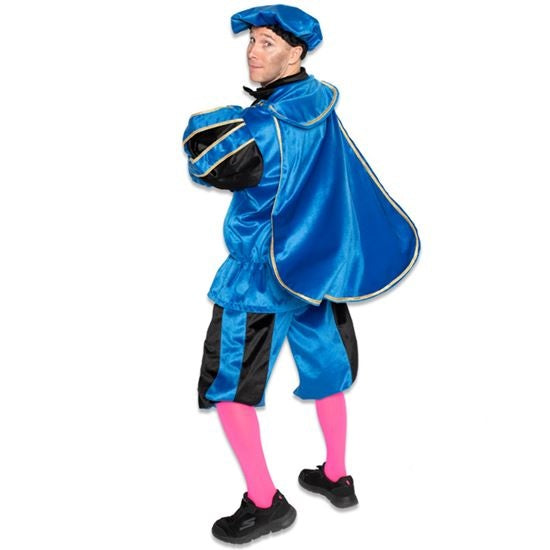 Feestbazaar Pieten kostuum + cape blauw/zwart