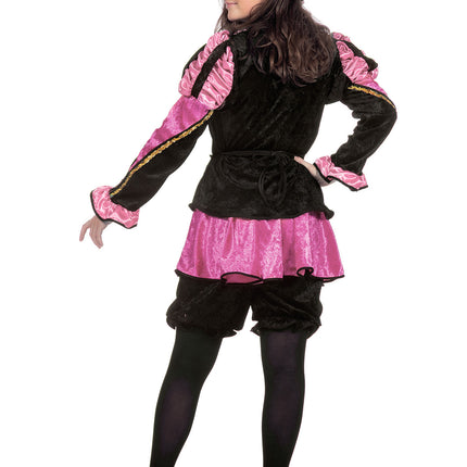 Feestbazaar Pieten pak dames roze/zwart luxe