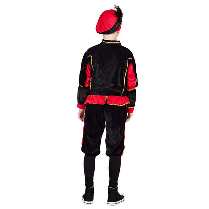Feestbazaar Pieten verkleedpak kind zwart/rood Burgos