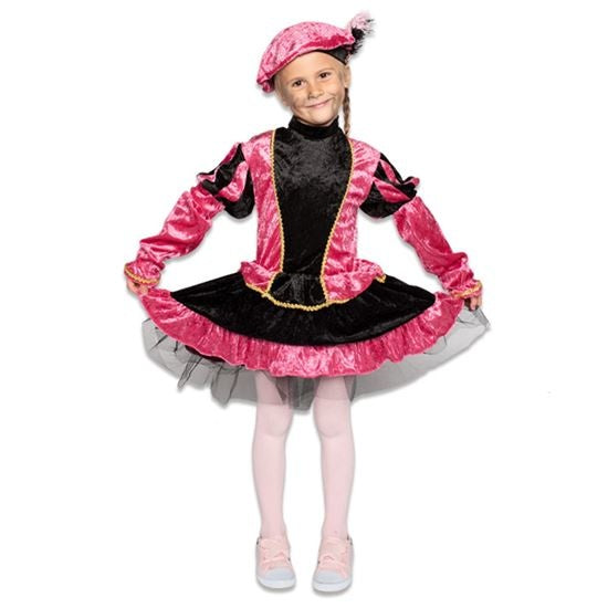 Feestbazaar Pietenjurkje kind Roze/Zwart met petticoat