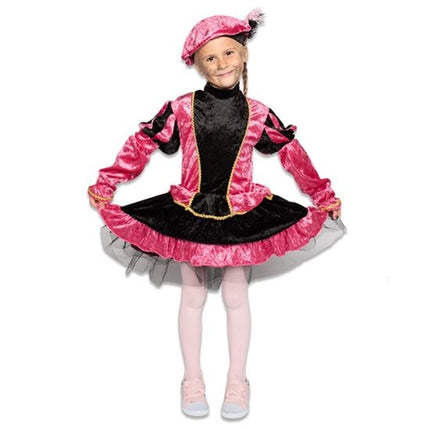 Feestbazaar Pietenjurkje kind Roze/Zwart met petticoat