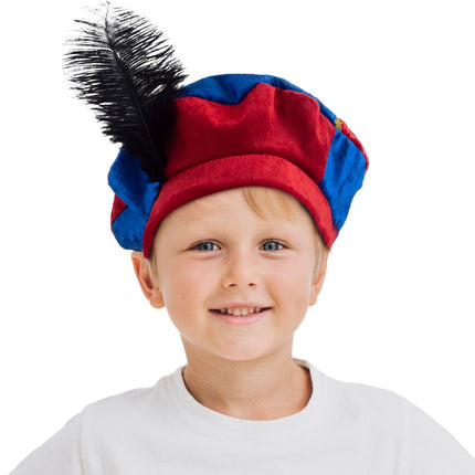 Feestbazaar Pietenmuts kind rood/blauw luxe