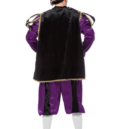 Feestbazaar Pietenpak deluxe man paars/zwart