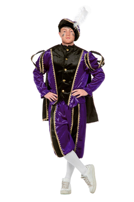 Feestbazaar Pietenpak deluxe man paars/zwart