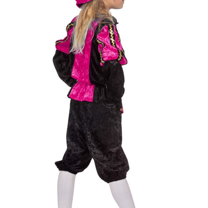 Feestbazaar Pietenpak Kind Pink/Zwart Luxe