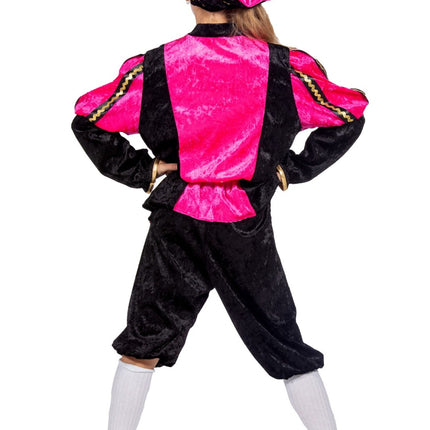 Feestbazaar Pietenpak Kind Pink/Zwart Luxe