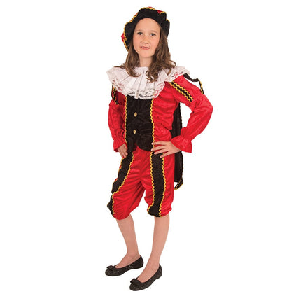 Feestbazaar Pietenpak meisje rood/zwart luxe