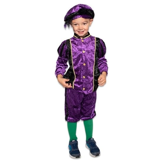 Feestbazaar Pietenpak Rufo Paars/Zwart Kind