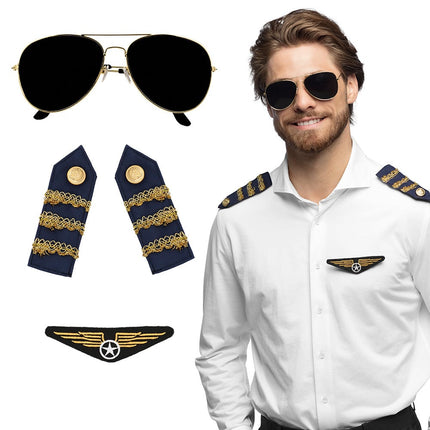 Feestbazaar Piloten Set Accessoires 3-delig