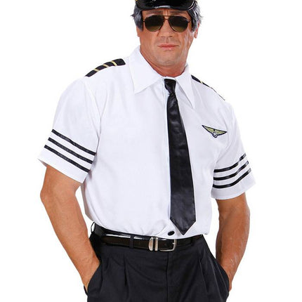 Feestbazaar Pilotenshirt met stropdas en pet
