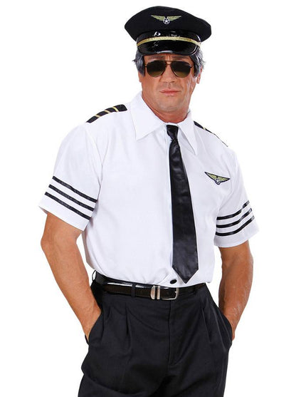 Feestbazaar Pilotenshirt met stropdas en pet