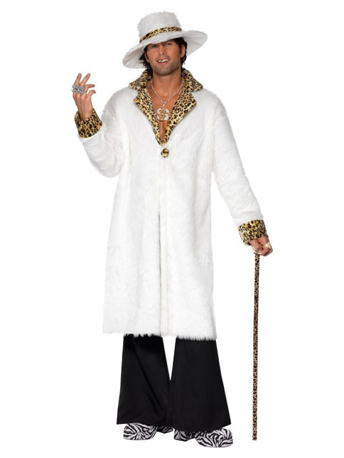 Feestbazaar Pimp kostuum wit luipaard
