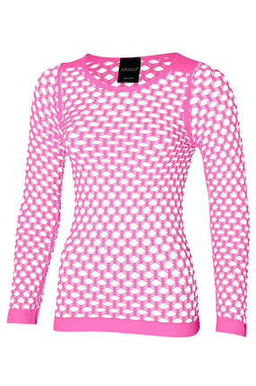Feestbazaar Pink Poison Netshirt Stretch Lange Mouw