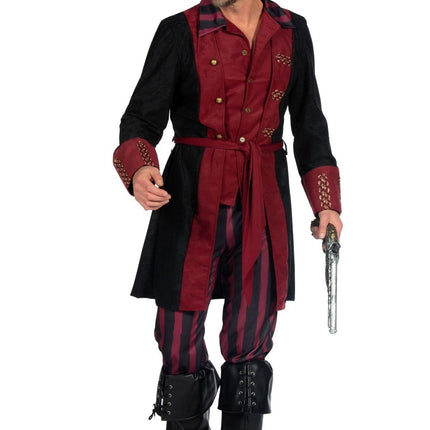 Feestbazaar Piraat Kostuum Heren Burgundy Premium