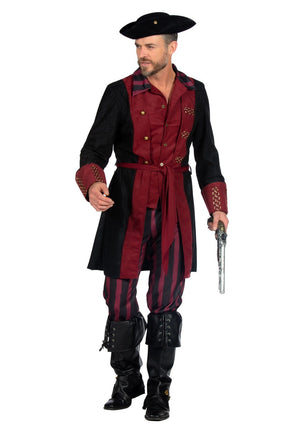 Feestbazaar Piraat Kostuum Heren Burgundy Premium