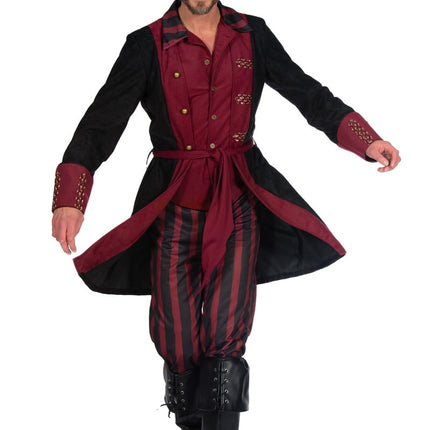 Feestbazaar Piraat Kostuum Heren Burgundy Premium