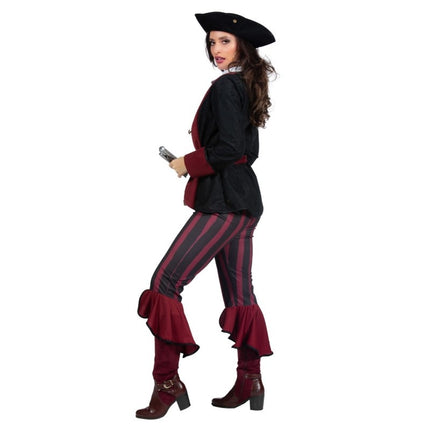 Feestbazaar Piraat Outfit Dame burgundy/zwart premium