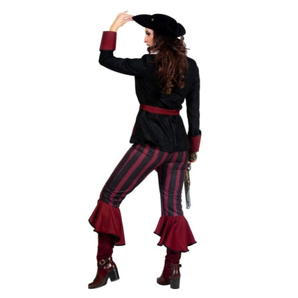 Feestbazaar Piraat Outfit Dame burgundy/zwart premium