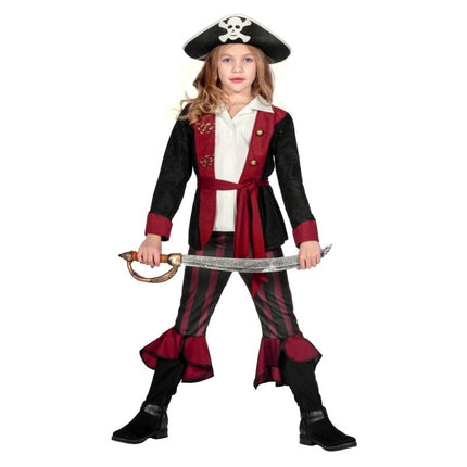 Feestbazaar Piraat Outfit Meisje Burgundy Premium