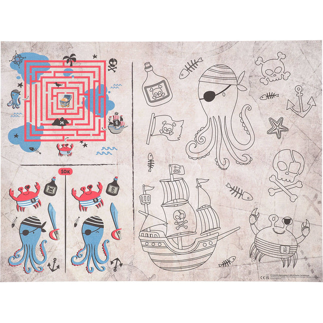 Feestbazaar Pirate Party Activiteiten Placemat (6st)