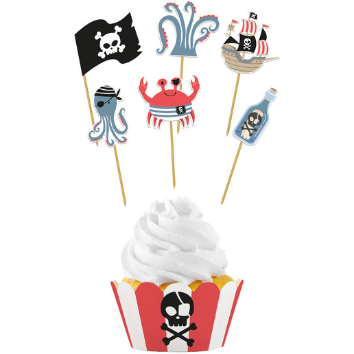 Feestbazaar Pirate Party Cupcake Decoratie (6 sets)