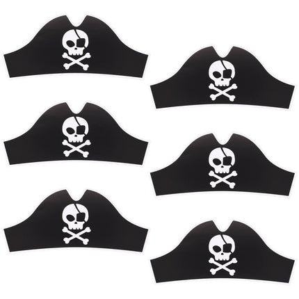 Feestbazaar Pirate Party Piratenhoeden Zwart (6st)