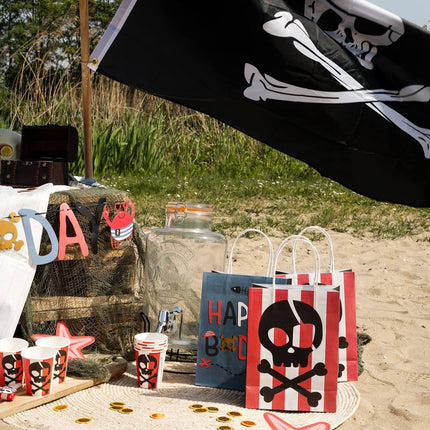 Feestbazaar Pirate Party UitdeelTasjes Happy Bday 20x27cm (6st)