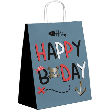 Feestbazaar Pirate Party UitdeelTasjes Happy Bday 20x27cm (6st)