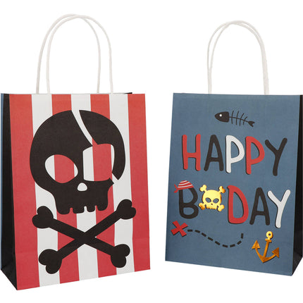 Feestbazaar Pirate Party UitdeelTasjes Happy Bday 20x27cm (6st)