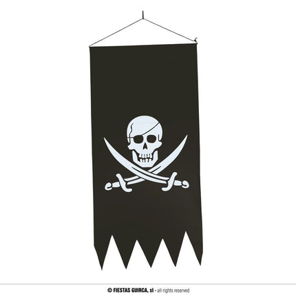 Feestbazaar Piraten Banner Schedel & Zwaarden (40x80cm)