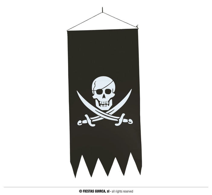 Feestbazaar Piraten Banner Schedel & Zwaarden (40x80cm)