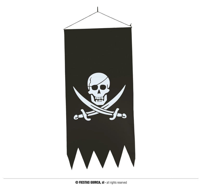 Feestbazaar Piraten Banner Schedel & Zwaarden (40x80cm)