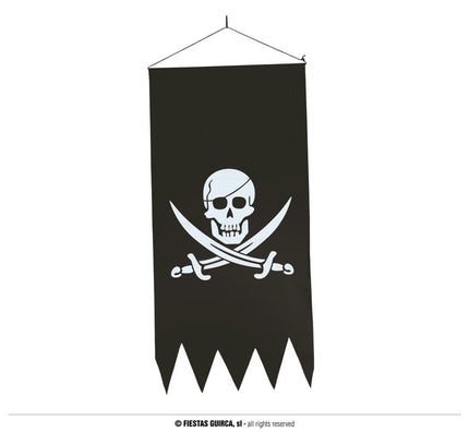 Feestbazaar Piraten Banner Schedel & Zwaarden (40x80cm)