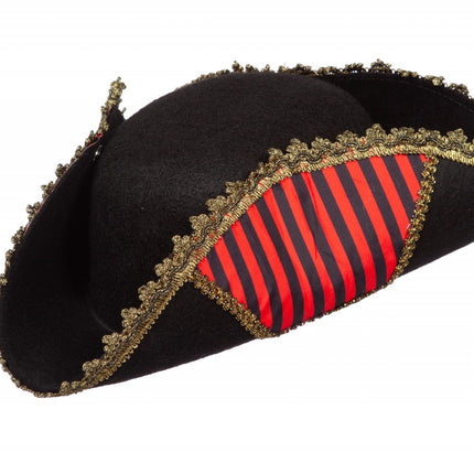 Feestbazaar Piratenhoed luxe zwart/rood